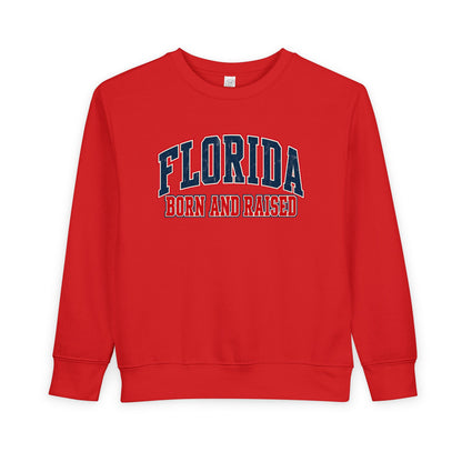 Florida Born and Raised Vintage Collegiate Unisex Toddler Sweatshirt