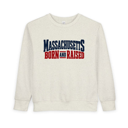 Massachusetts Born and Raised Bold Americana Unisex Toddler Sweatshirt