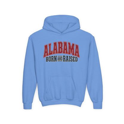 Alabama Born and Raised Vintage Athletic Heritage Unisex Youth Heavy Blend Hooded Sweatshirt Graphic