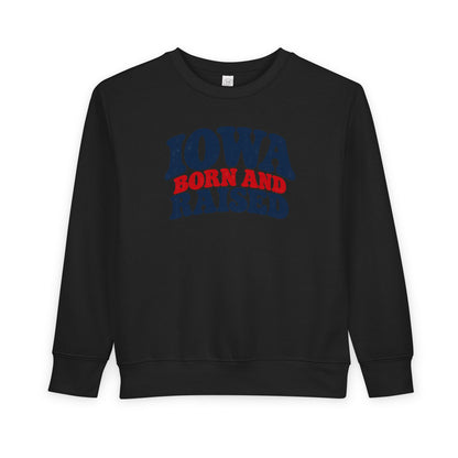 Iowa Born and Raised Retro 1970s Unisex Toddler Sweatshirt