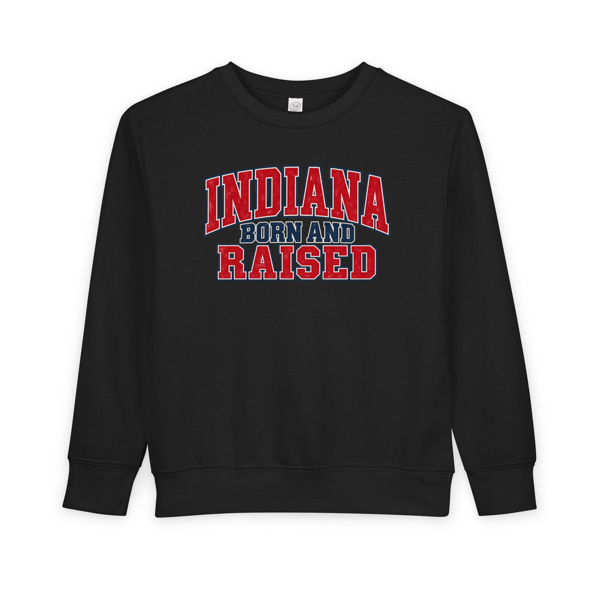 Indiana Born and Raised Vintage Collegiate Unisex Toddler Sweatshirt