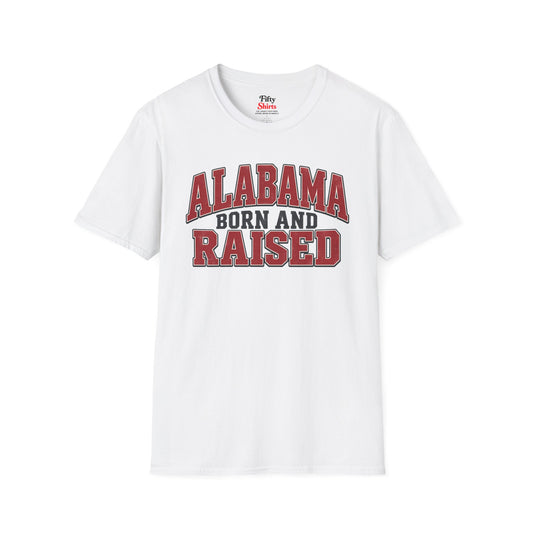 Alabama Born and Raised Unisex Softstyle T Shirt State Name Graphic Tee