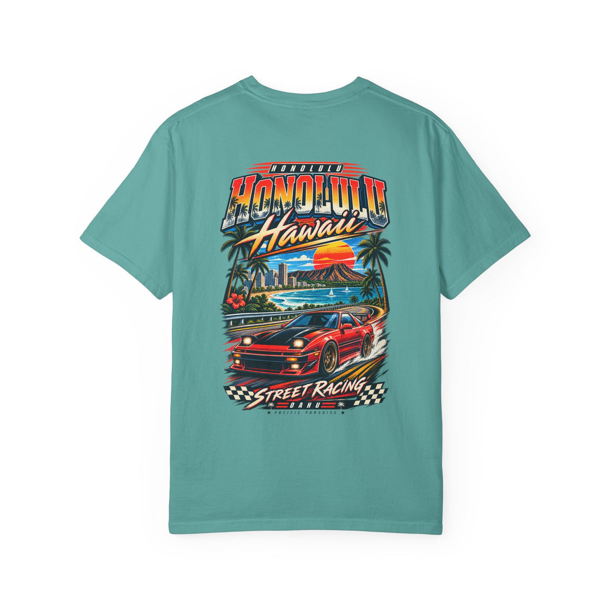 Honolulu Hawaii Street Racing Unisex Comfort Color 1717 Streetwear Graphic Tee