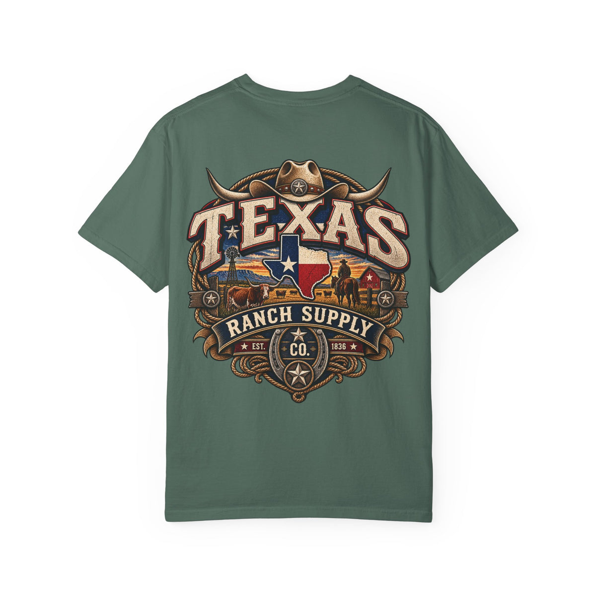 Texas Ranch Supply Co. Unisex Comfort Color 1717 Streetwear Graphic Tee