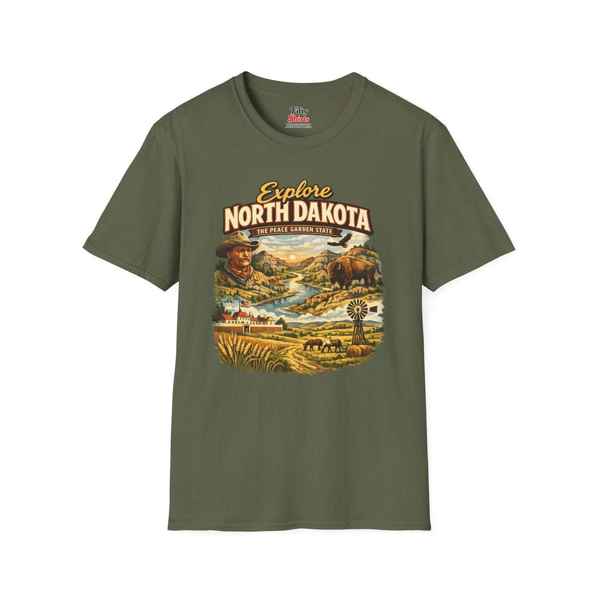Explore North Dakota Unisex Softstyle T Shirt State Pride Graphic Tee Collections FS03
