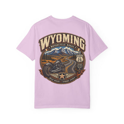Wyoming Motorcycle Roads Unisex Comfort Color 1717 Streetwear Graphic Tee