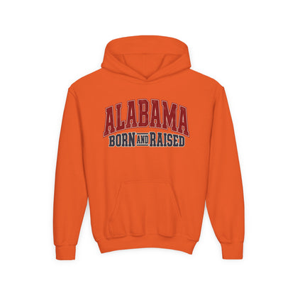 Alabama Born and Raised Vintage Athletic Heritage Unisex Youth Heavy Blend Hooded Sweatshirt Graphic