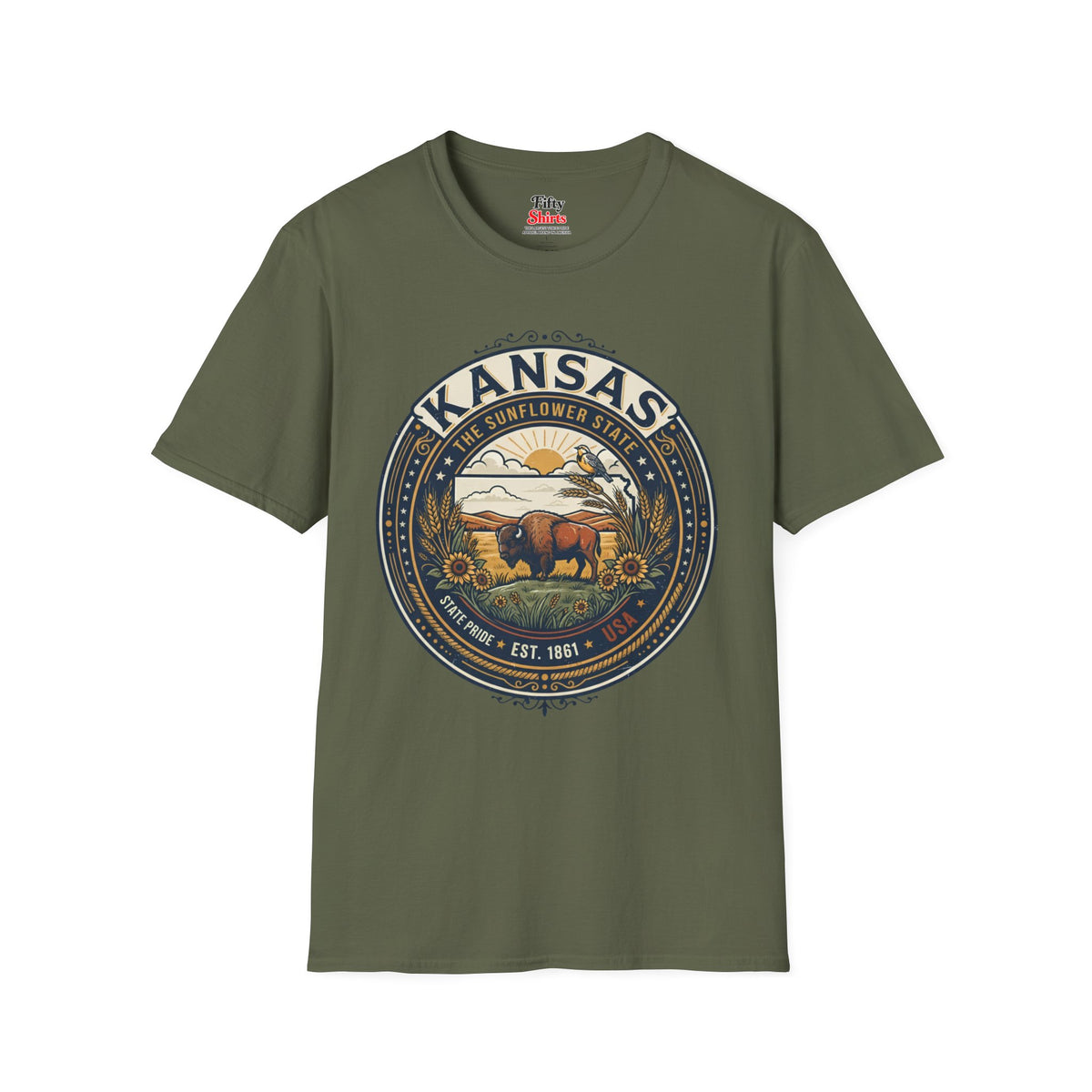 Kansas State Pride Emblem Unisex Softstyle T Shirt State Pride Graphic Tee Collections FS03
