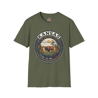 Kansas State Pride Emblem Unisex Softstyle T Shirt State Pride Graphic Tee Collections FS03