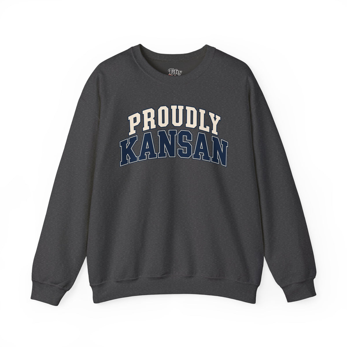 Proudly Kansan Kansas Unisex Crewneck Sweatshirt State Name Graphic
