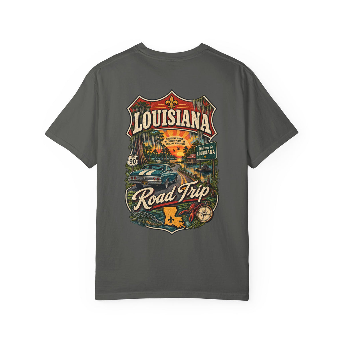 Louisiana Road Trip Unisex Comfort Color 1717 Streetwear Graphic Tee