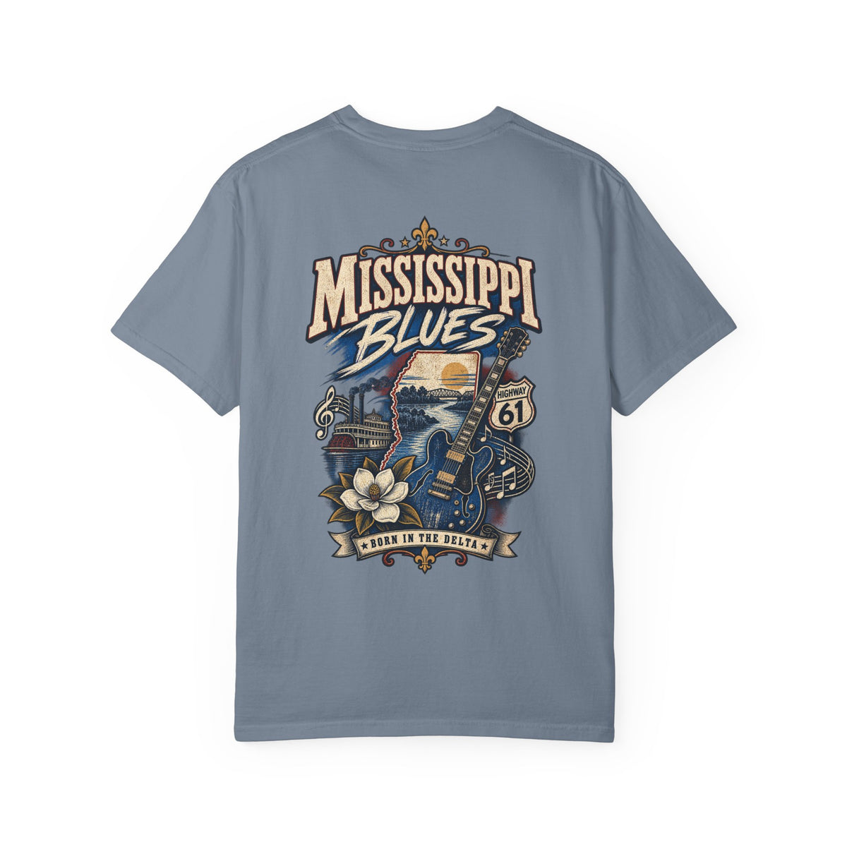 Mississippi Blues Unisex Comfort Color 1717 Streetwear Graphic Tee