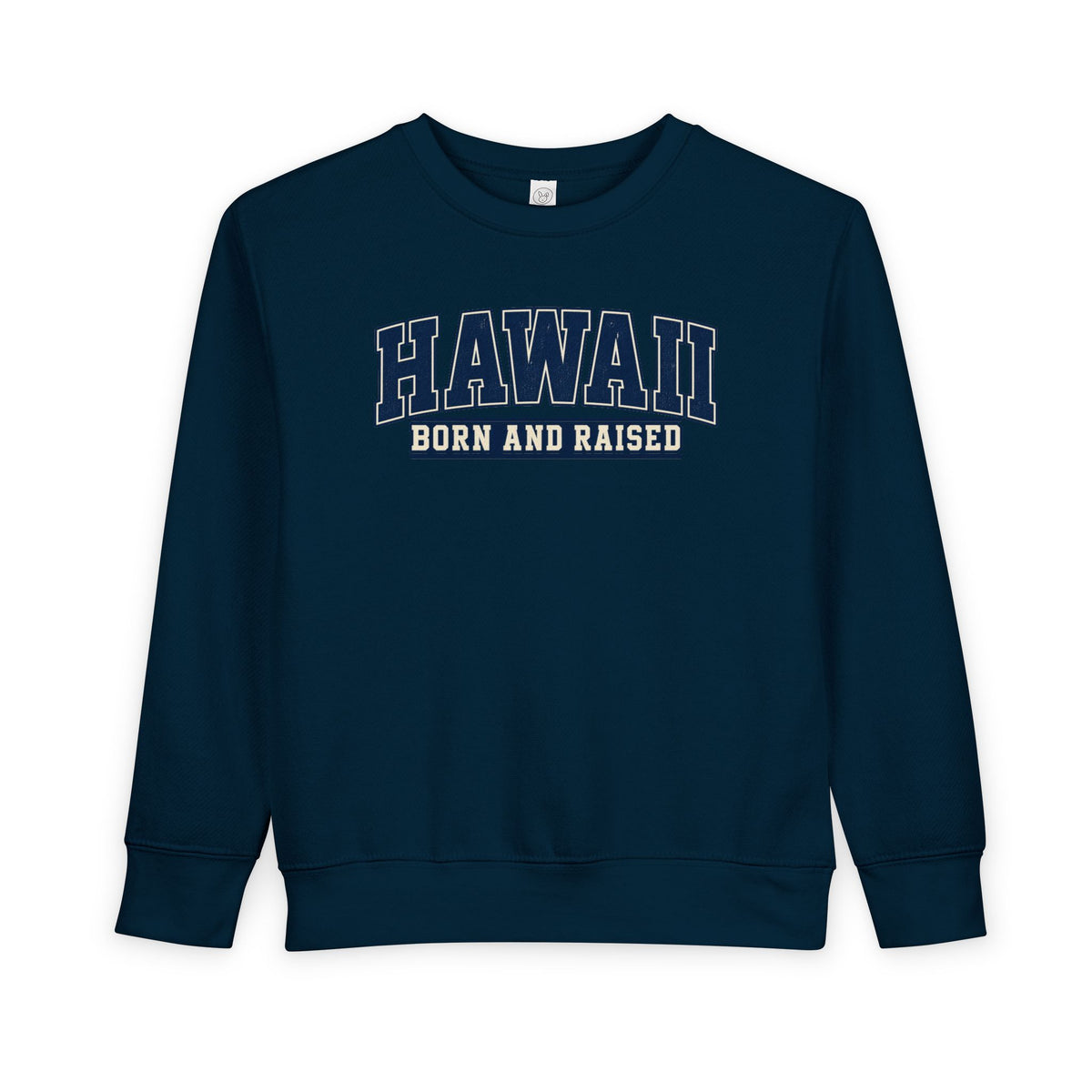 Hawaii Born and Raised Collegiate Style Unisex Toddler Sweatshirt