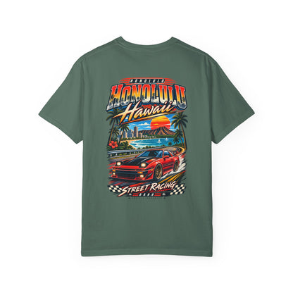 Honolulu Hawaii Street Racing Unisex Comfort Color 1717 Streetwear Graphic Tee