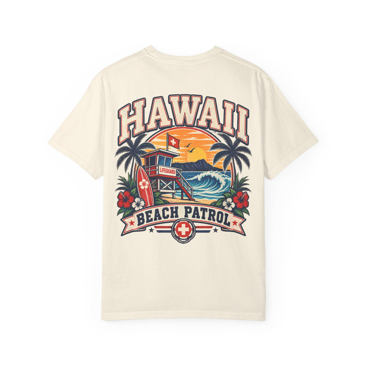 Hawaii Beach Patrol Unisex Comfort Color 1717 Streetwear Graphic Tee