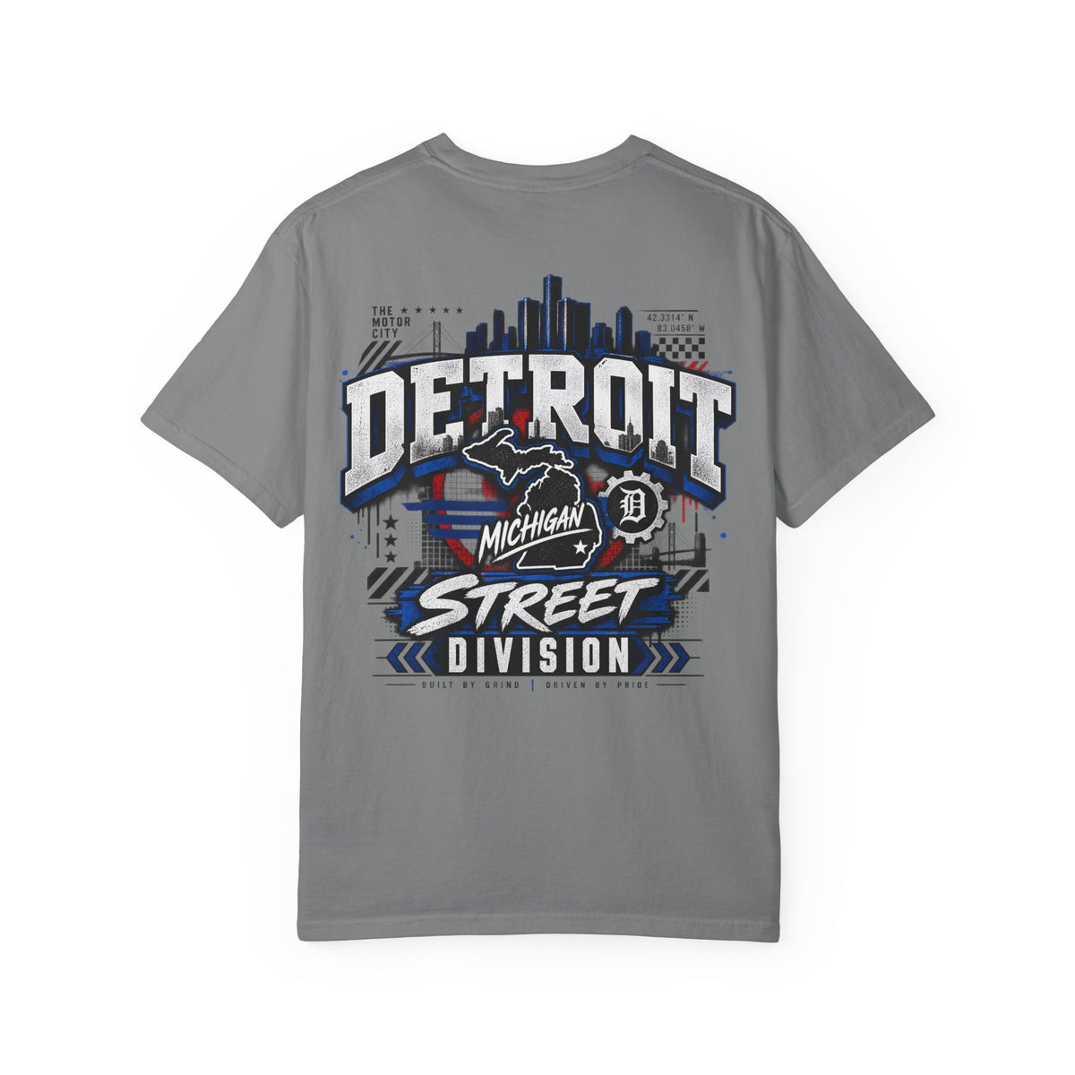 Michigan Detroit Street Division Unisex Comfort Color 1717 Streetwear Graphic Tee
