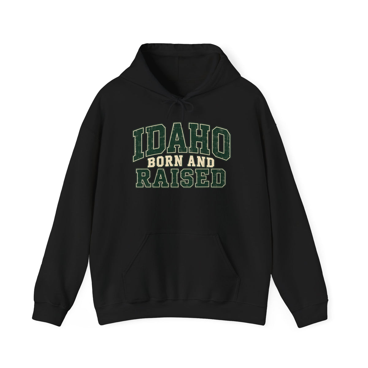 Idaho Born and Raised Unisex Hoodie State Name Graphic