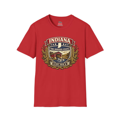 Indiana Heritage Badge Unisex Softstyle T Shirt State Pride Graphic Tee Collections FS03