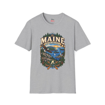 Pine Tree State Adventure Unisex Softstyle T Shirt State Pride Graphic Tee Collections FS03