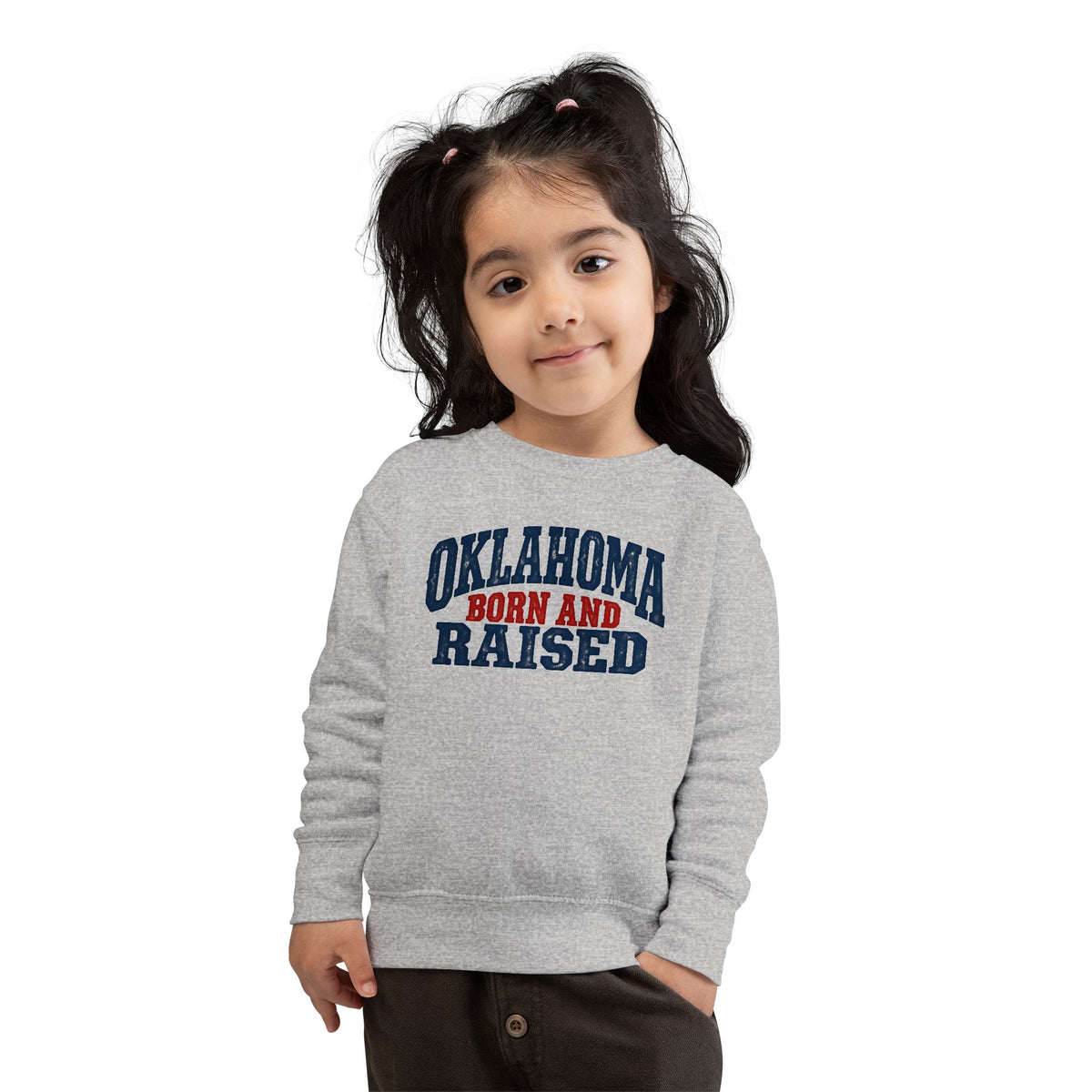 Oklahoma Born and Raised Rustic Americana Unisex Toddler Sweatshirt