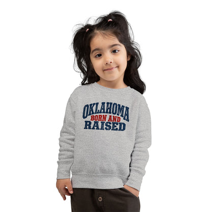 Oklahoma Born and Raised Rustic Americana Unisex Toddler Sweatshirt