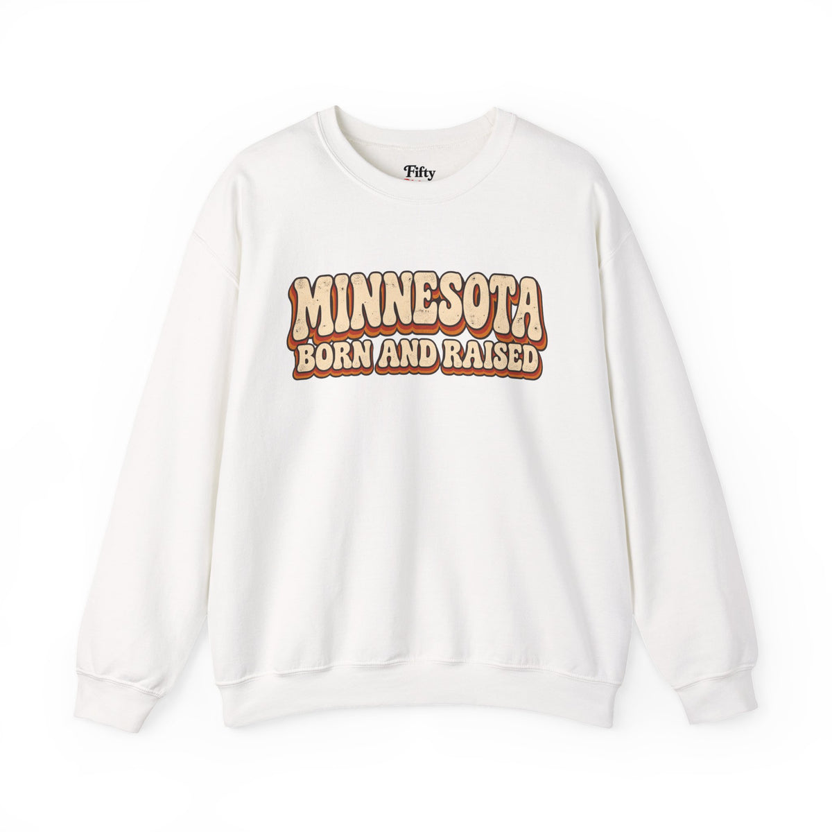 Minnesota Born and Raised Retro 1970s Unisex Sweatshirt Graphic