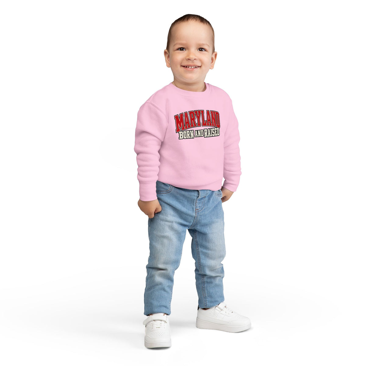Maryland Born and Raised Bold Athletic Unisex Toddler Sweatshirt