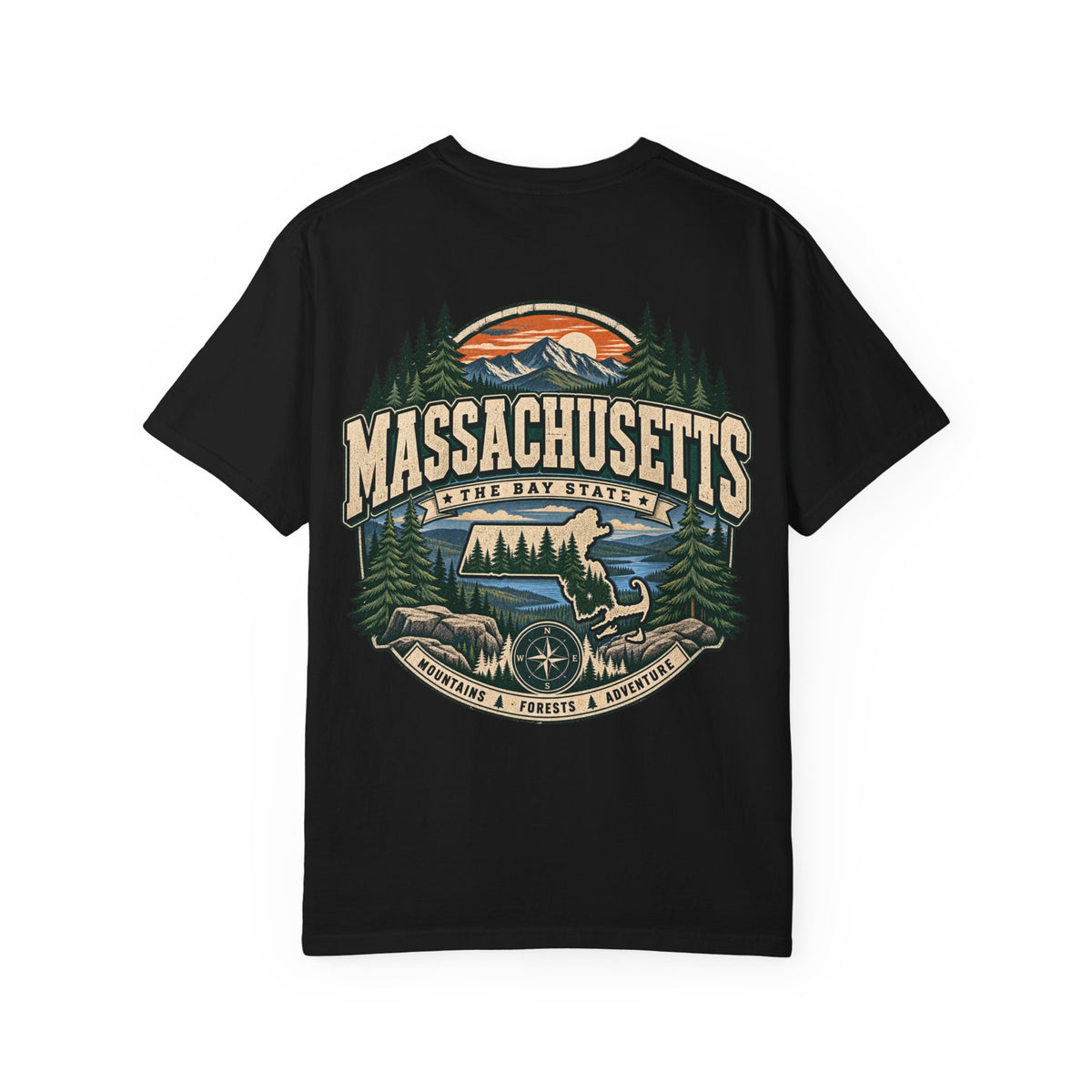 Massachusetts Mountain & Forest Unisex Comfort Color 1717 Streetwear Graphic Tee