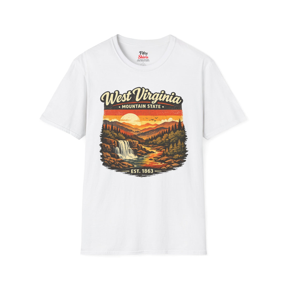 West Virginia Mountain Sunset Unisex Softstyle T Shirt State Pride Graphic Tee Collections FS03