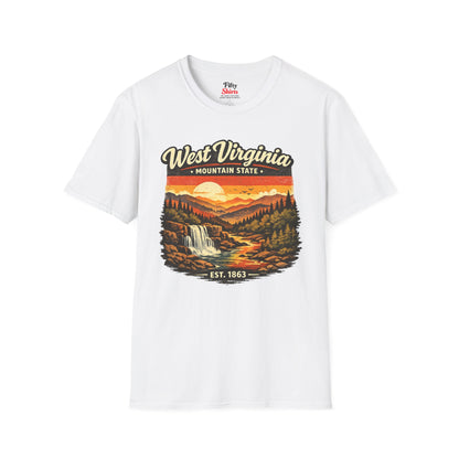 West Virginia Mountain Sunset Unisex Softstyle T Shirt State Pride Graphic Tee Collections FS03