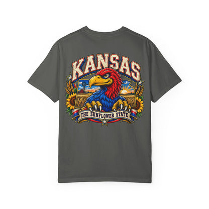 Kansas Jayhawk Emblem Unisex Comfort Color 1717 Streetwear Graphic Tee