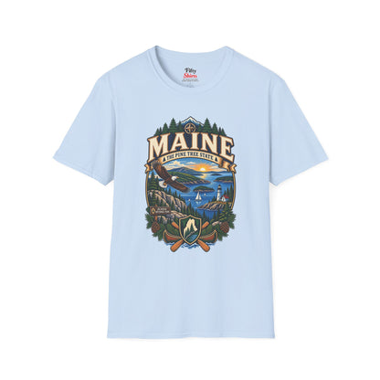 Pine Tree State Adventure Unisex Softstyle T Shirt State Pride Graphic Tee Collections FS03
