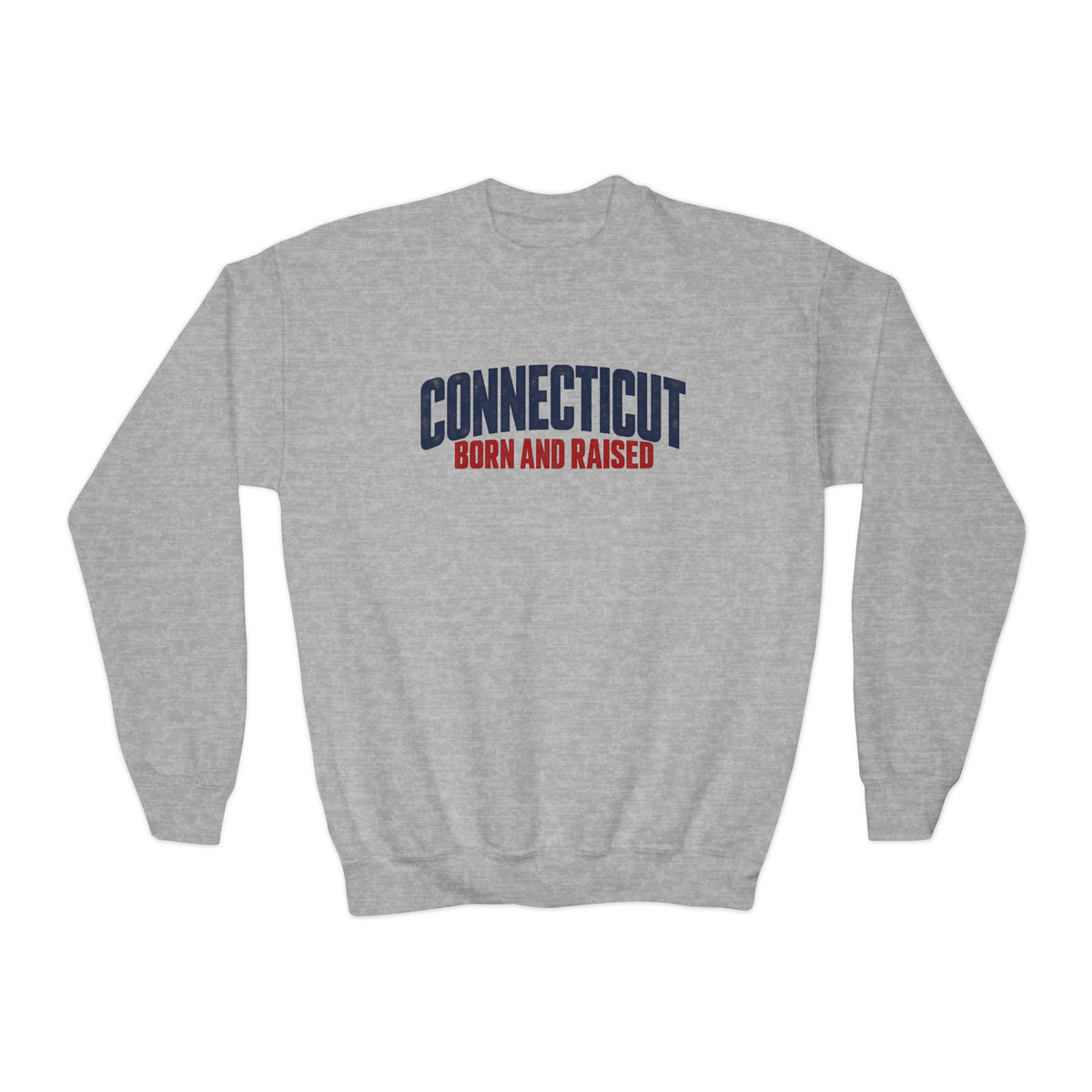 Connecticut Born and Raised Modern Northeast Streetwear Unisex Youth Crewneck Sweatshirt