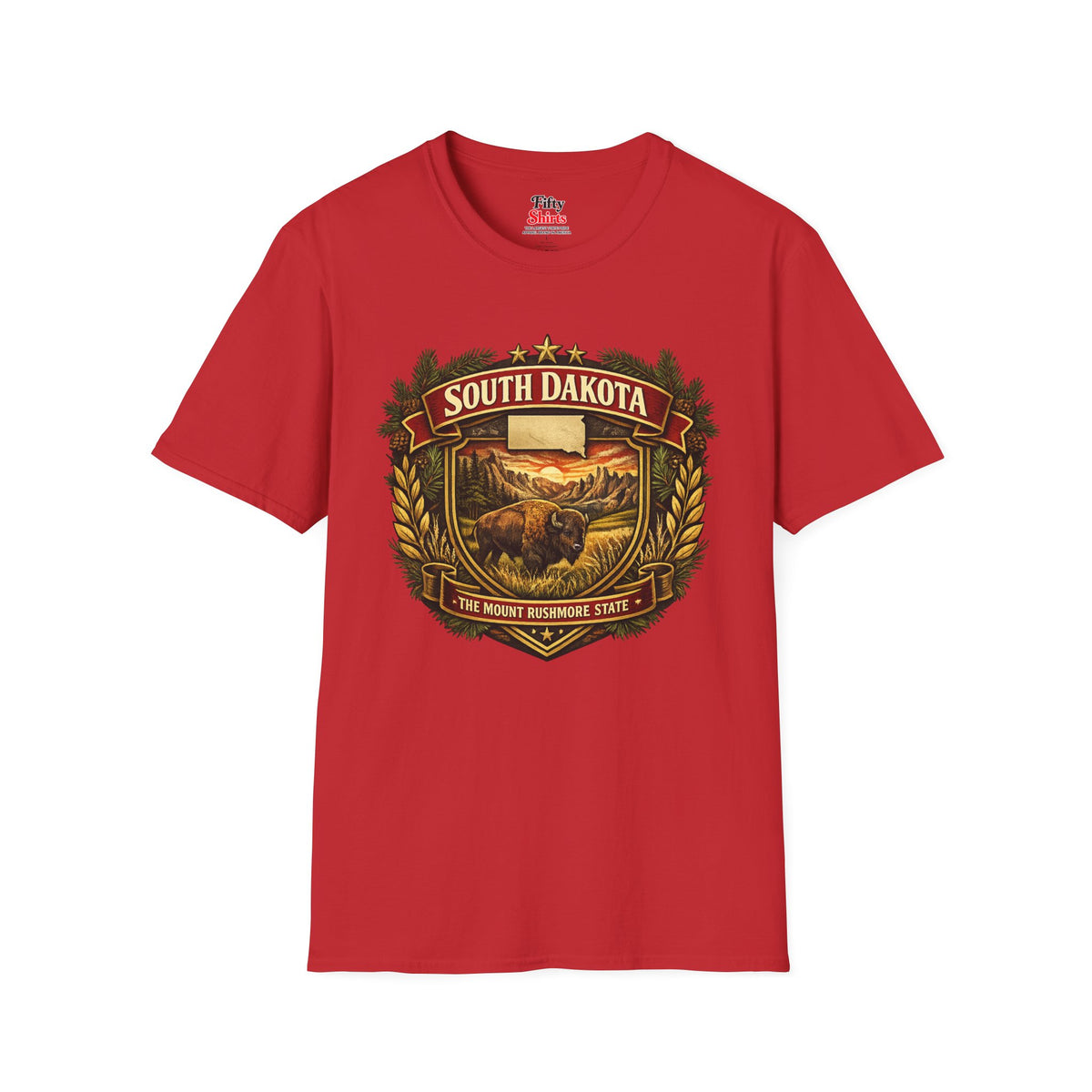South Dakota Heritage Badge Unisex Softstyle T Shirt State Pride Graphic Tee Collections FS03