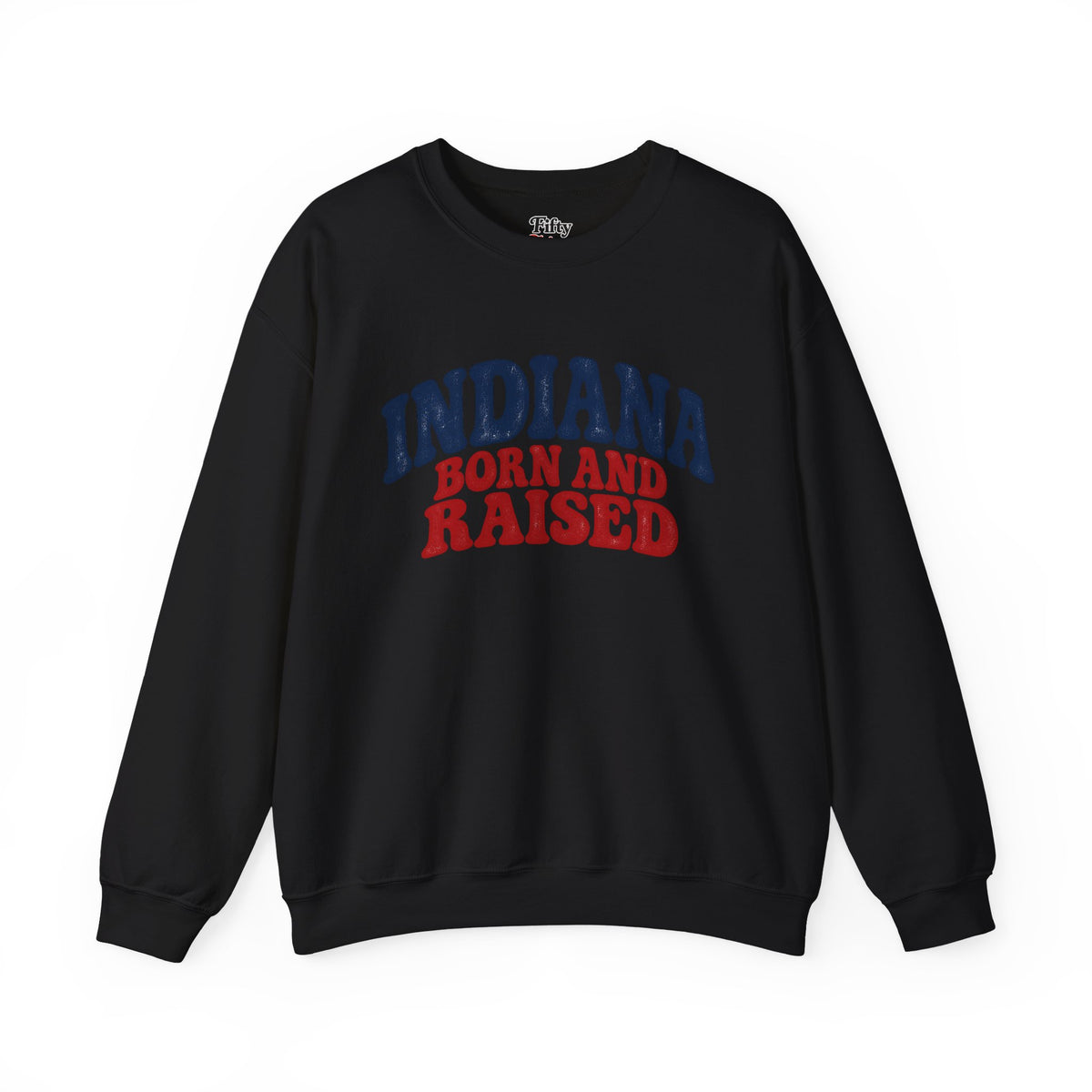 Indiana Born and Raised Retro 1970s Unisex Sweatshirt Graphic
