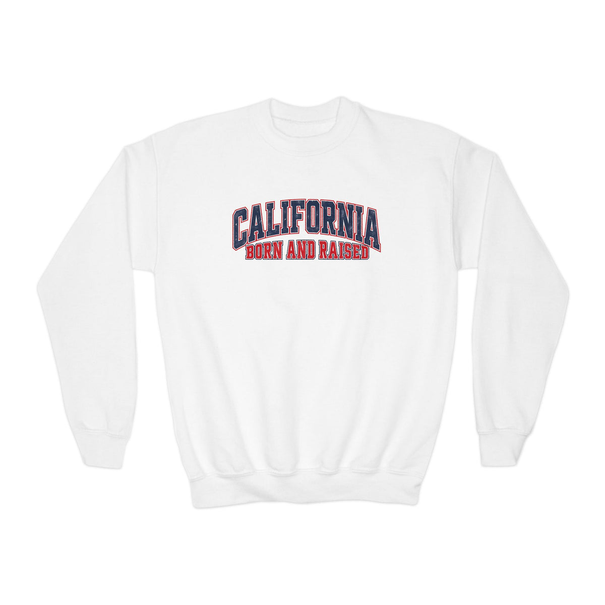 California Born and Raised Vintage Athletic Heritage Unisex Youth Crewneck  Sweatshirt Graphic