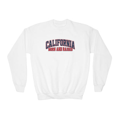 California Born and Raised Vintage Athletic Heritage Unisex Youth Crewneck  Sweatshirt Graphic