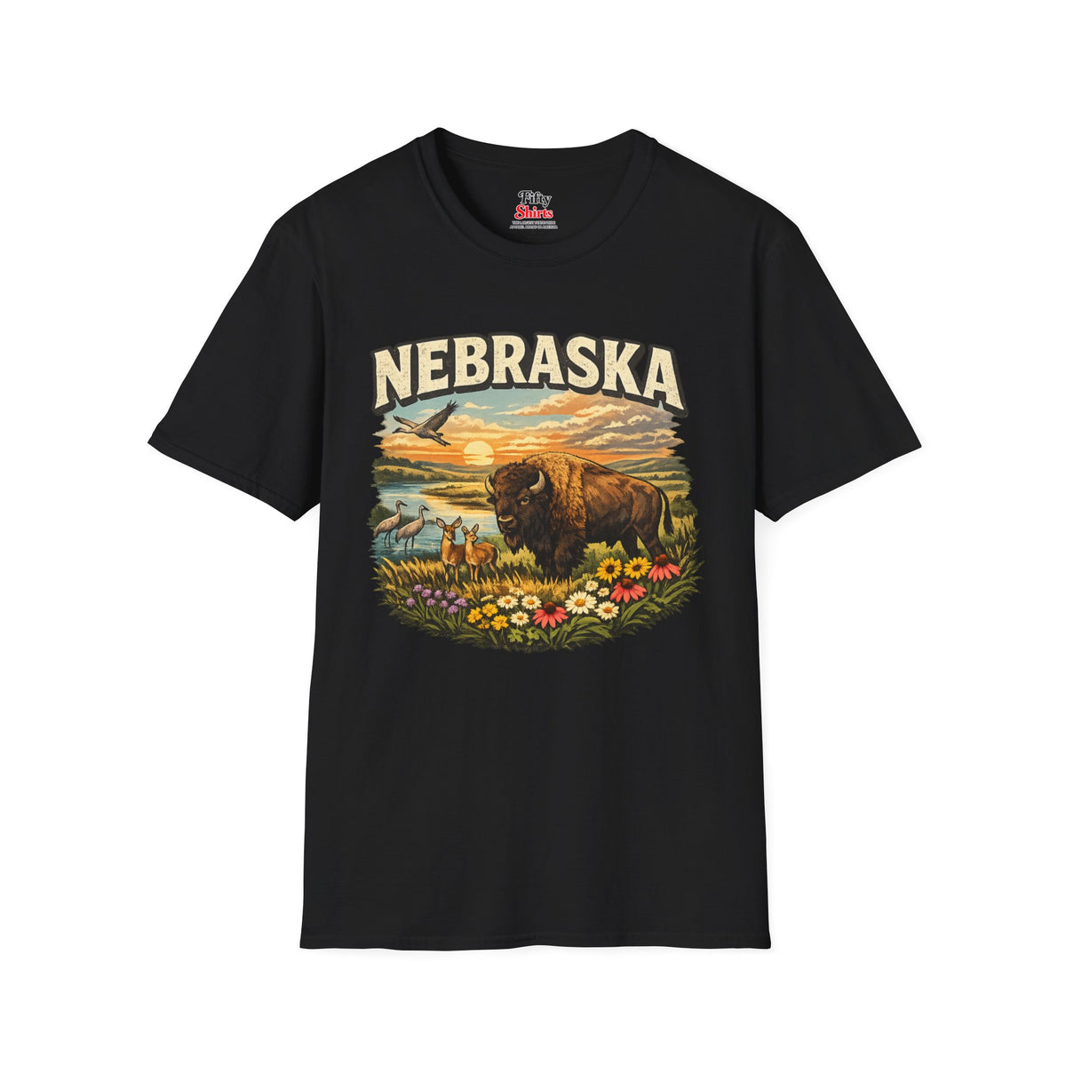 Nebraska Wildlife Unisex Softstyle T Shirt State Pride Graphic Tee Collections FS03