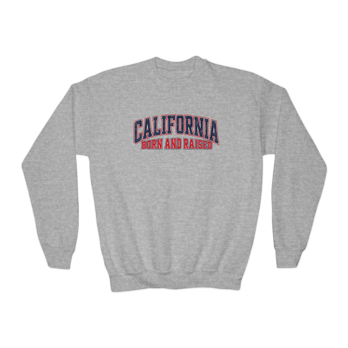 California Born and Raised Vintage Athletic Heritage Unisex Youth Crewneck  Sweatshirt Graphic