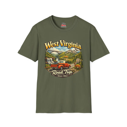 West Virginia Road Trip Unisex Softstyle T Shirt State Pride Graphic Tee Collections FS03