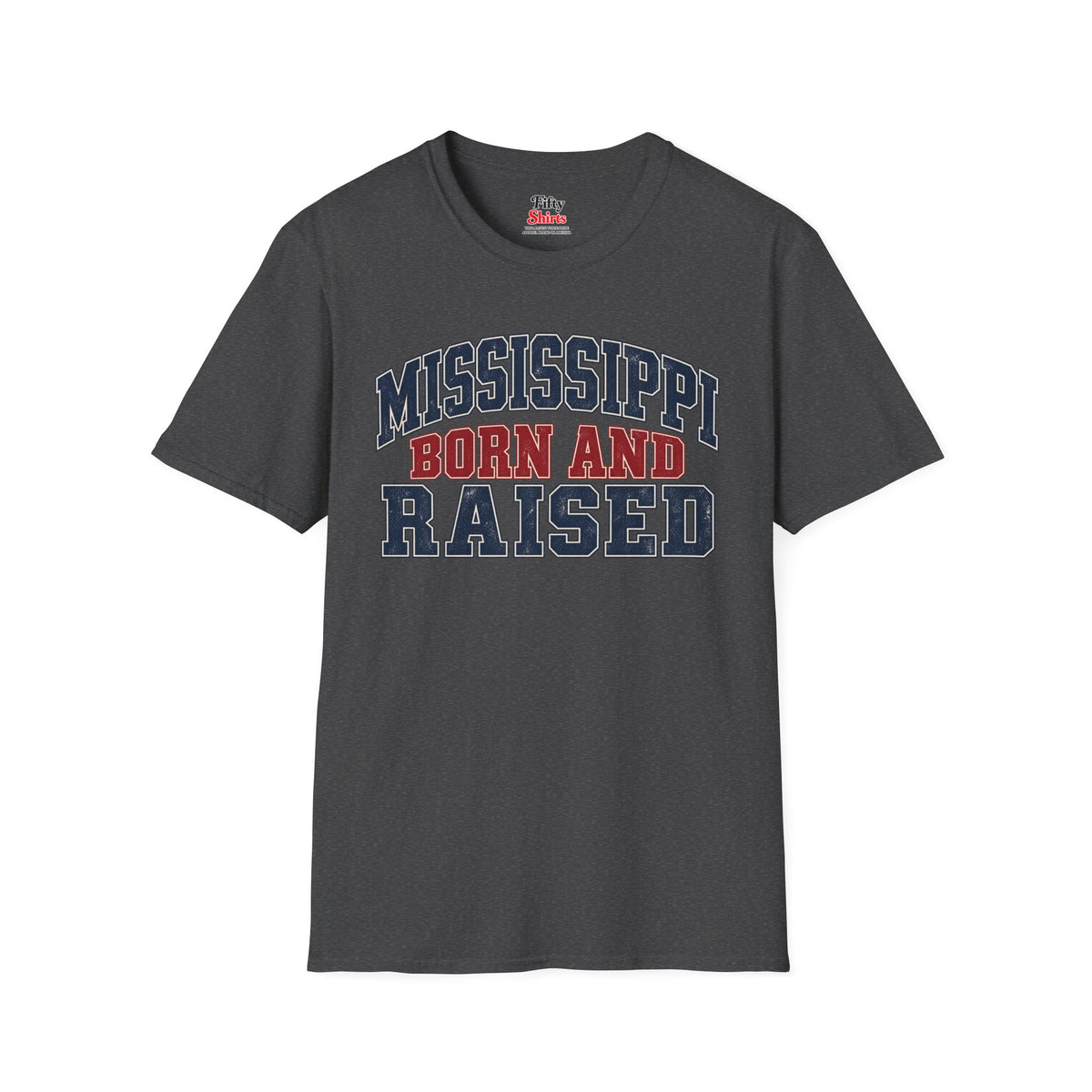 Mississippi Born and Raised Unisex Softstyle T Shirt State Name Graphic Tee