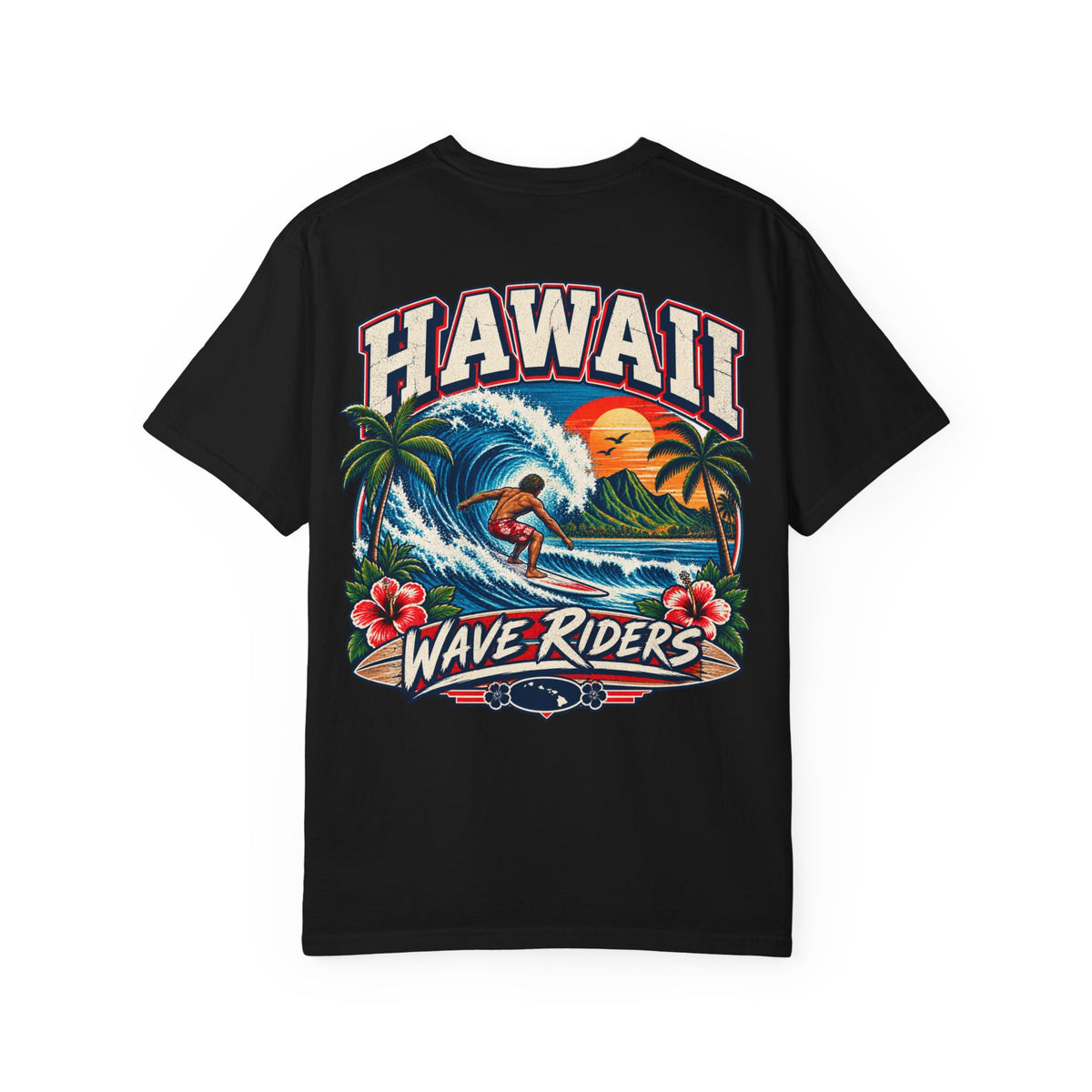 Hawaii Wave Riders Unisex Comfort Color 1717 Streetwear Graphic Tee