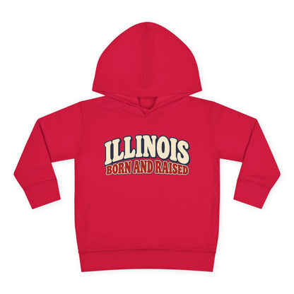 Illinois Born and Raised Retro 1970s Unisex Toddler Pullover Fleece Hoodie
