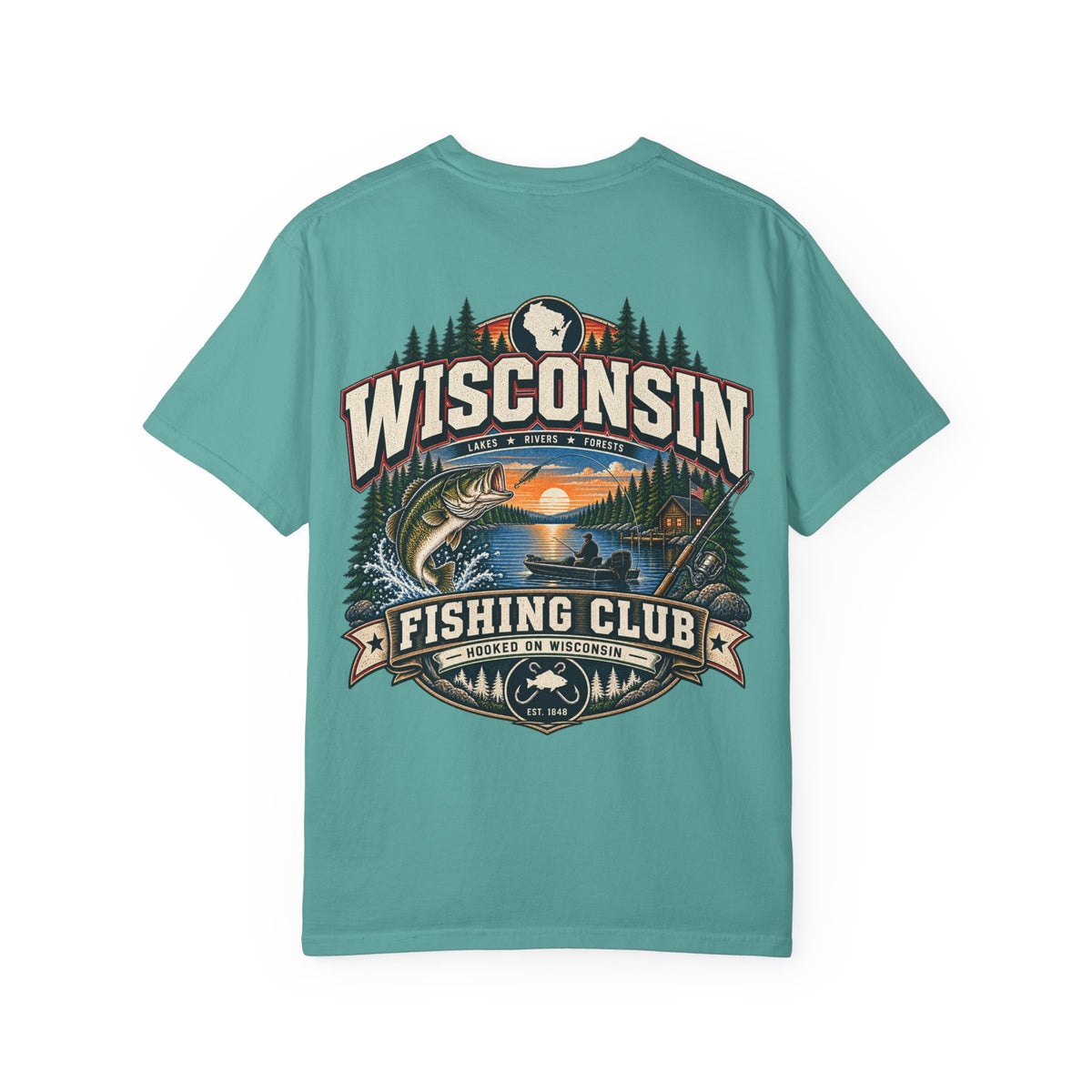 Wisconsin Fishing Club Unisex Comfort Color 1717 Streetwear Graphic Tee