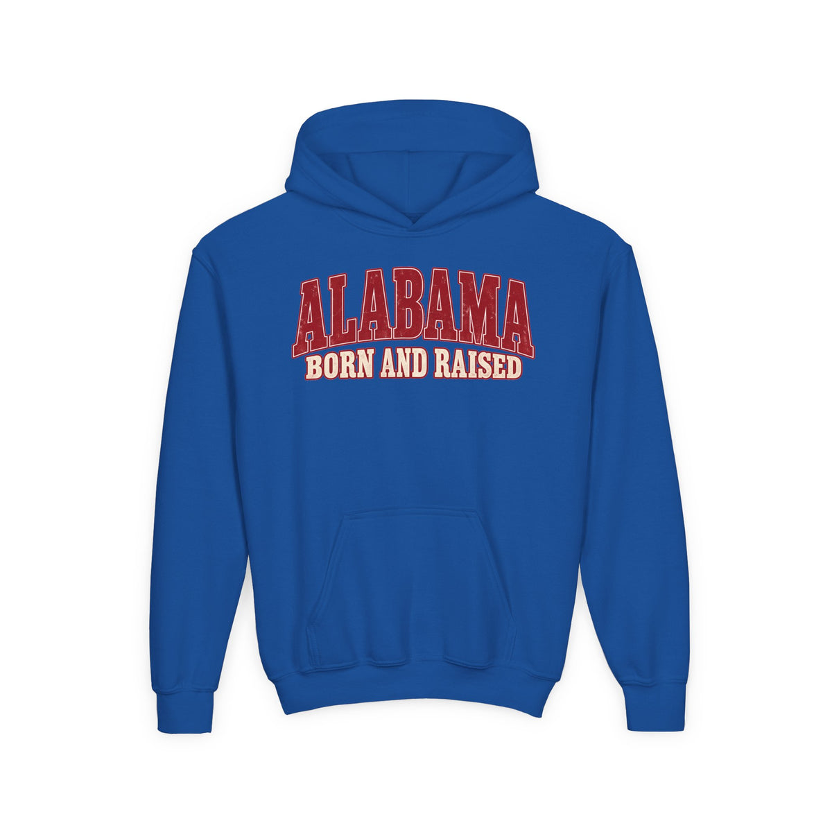 Alabama Born and Raised Classic Southern Heritage Unisex Youth Heavy Blend Hooded Sweatshirt Graphic