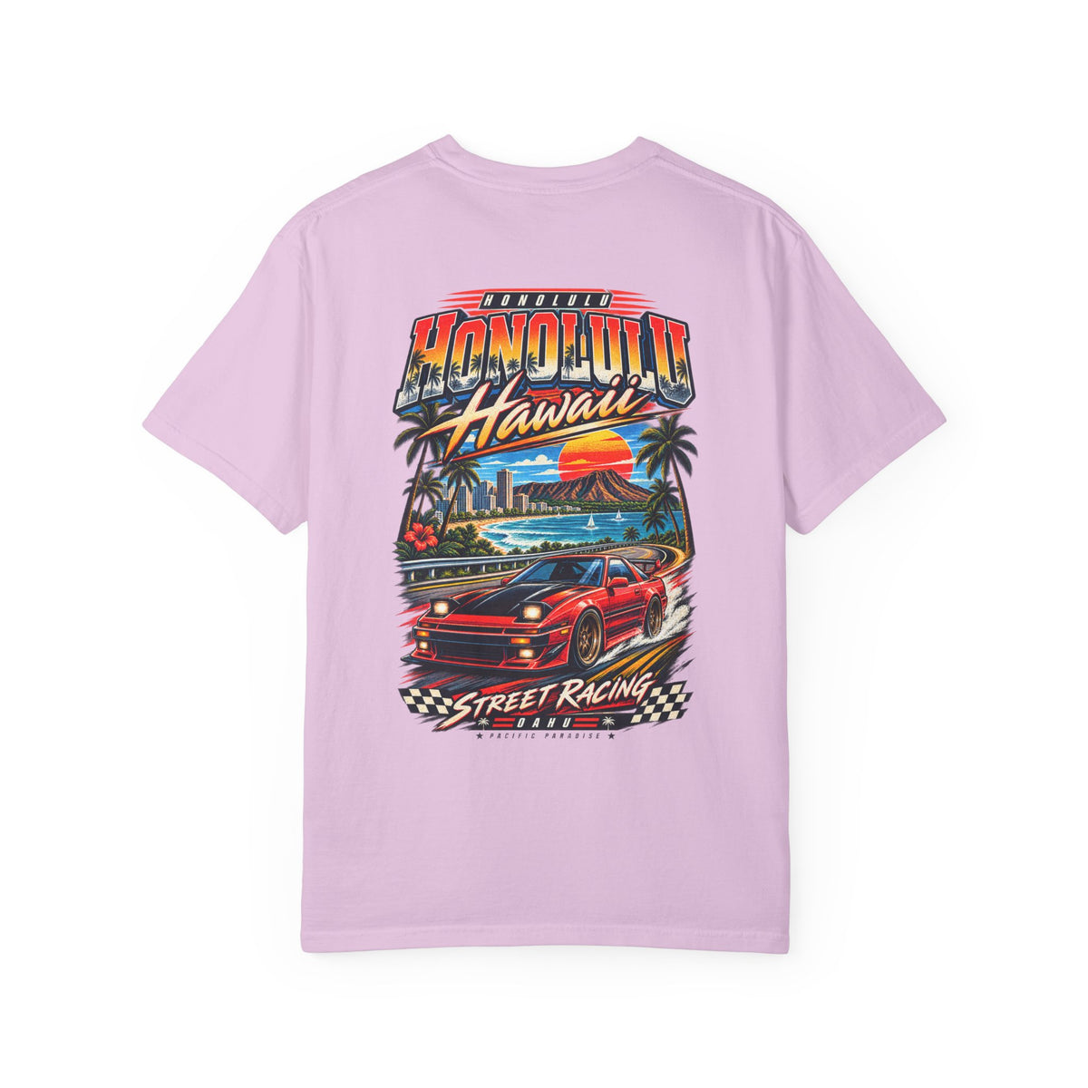 Honolulu Hawaii Street Racing Unisex Comfort Color 1717 Streetwear Graphic Tee