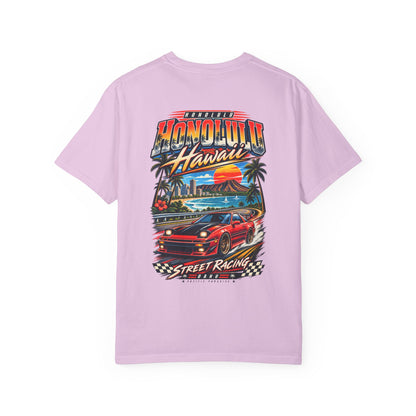 Honolulu Hawaii Street Racing Unisex Comfort Color 1717 Streetwear Graphic Tee