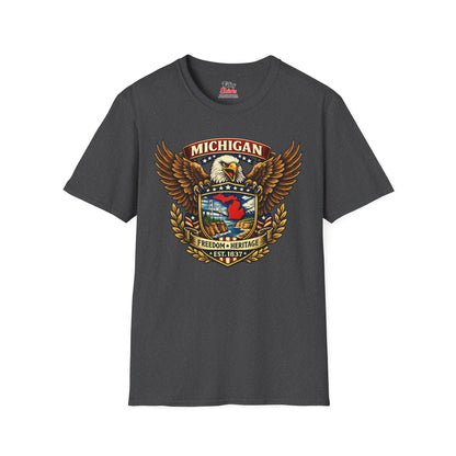 Michigan Americana Eagle Unisex Softstyle T Shirt State Pride Graphic Tee Collections FS03