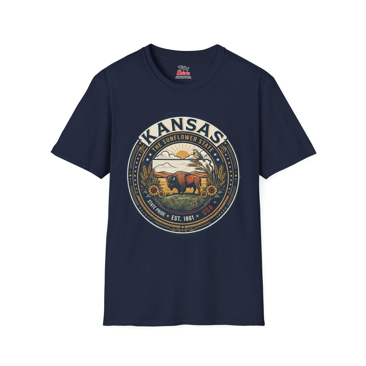 Kansas State Pride Emblem Unisex Softstyle T Shirt State Pride Graphic Tee Collections FS03