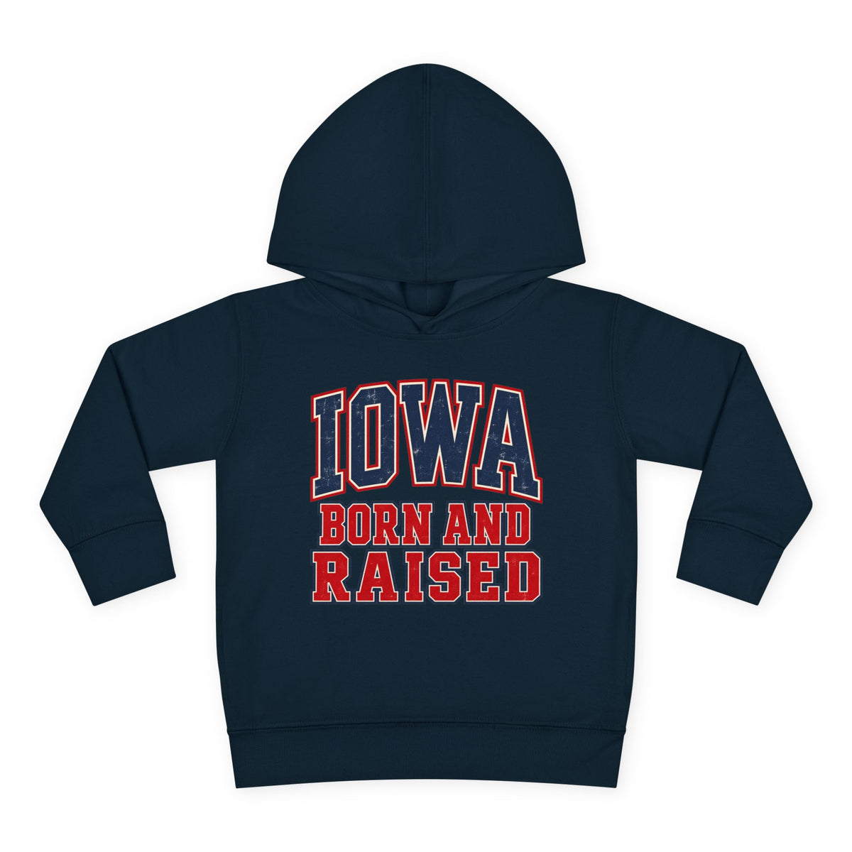 Iowa Born and Raised Vintage Collegiate Unisex Toddler Pullover Fleece Hoodie